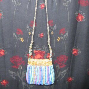 Vintage Boho Stripe Purse Beaded Braided Strap